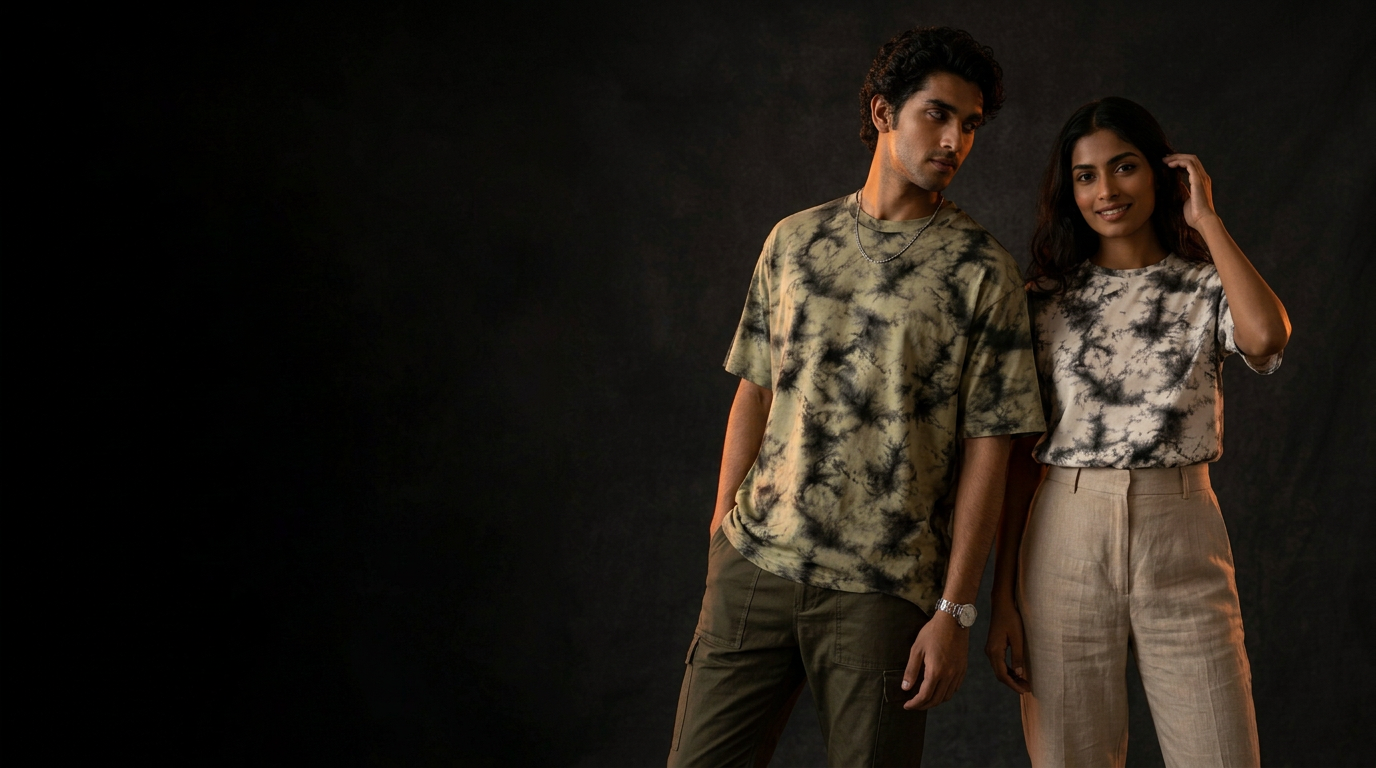 Two models wearing Teeznease tie-dye tees